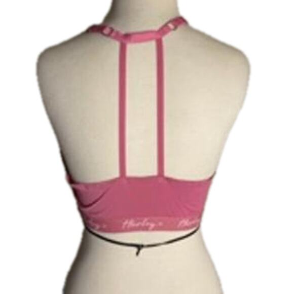 Pink Logo Sports Bra Hurley Large Stretchy Activewear Top - Picture 6 of 6